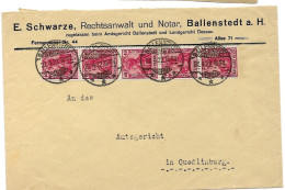 Germany Infla Ballenstedt 22.4.1922 Rollenmarke - Storia Postale