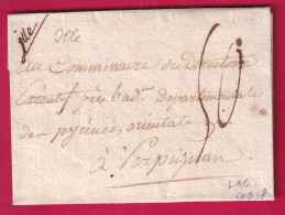 MARQUE MANUSCRIT ILLE PYRENEES ORIENTALES LENAIN N°1B INDICE 18 POUR PERPIGNAN LETTRE - 1701-1800: Vorläufer XVIII