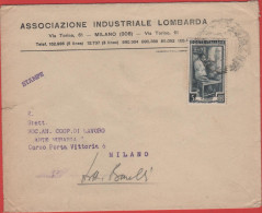 ITALIA - Storia Postale Repubblica - 1951 - 5 Italia Al Lavoro (Isolato) - Stampe - Associazione Industriale Lombarda - - 1946-60: Storia Postale