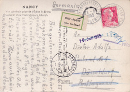 1955 -C.P Nancy De COLOMBEY LES BELLES-54 Pour DUSSELDORF (Allemagne) ,timbre ,vignette "NON RECLAME" , Cachet - 1921-1960: Moderne