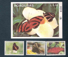 783  Papillons - Butterflies - Honduras Yv 287-89 + B 48 - MNH - 3,25 - Papillons