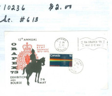 Mounted Police Montée; GRC / RCMP; Gendarmerie; Sc. # 613; Souvenir / Cover, ORAPEX 73 (10236) - Used Stamps