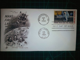 ÉTATS-UNIS : Enveloppe FDC Commémorative Du "Premier Atterrissage De L'homme Sur La Lune". Cachet De La Poste à Washing - 1961-1970