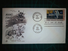 ÉTATS-UNIS : Enveloppe FDC Commémorative Du "Premier Atterrissage De L'homme Sur La Lune". Cachet De La Poste à Washing - 1961-1970