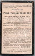 Bidprentje St-Maria-Leerne - De Jaeger Petrus Franciscus (xxxx-1903) Hoekplooi - Santini