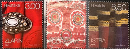 CROATIA 2017 Ethnographical Heritage - Fabric; Zlarin, Istra & Podravina Postally Used Stamps MICHEL # 1268,1269,1271 - Croacia