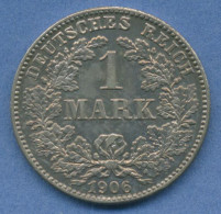 Deutsches Reich 1 Mark Kursmünze 1906 G, J 17 Vz/st (m5823) - 1 Mark