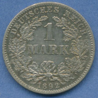 Deutsches Reich 1 Mark Kursmünze 1892 F, J 17 Vz (m5812) - 1 Mark