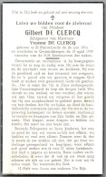 Bidprentje St-Maria-Lierde - De Clercq Gilbert (1914-1959) - Images Religieuses