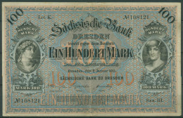 Sächsische Bank Zu Dresden 100 Mark 1911 Serie III, SAX-8a Gebraucht (K1581) - Altri & Non Classificati