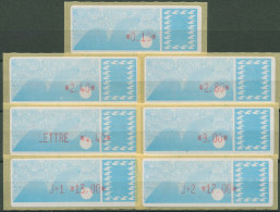 Frankreich ATM 1992/94 Fehlverwendung Satz 7 Werte ATM 6 F 2.2 B Postfrisch - 1985 Papier « Carrier »