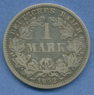 Deutsches Reich 1 Mark Kursmünze 1892 G, J 17 Fast Ss (m5813) - 1 Mark