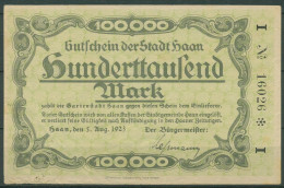 Haan Stadt 100000 Mark 1923, Keller 2031 D, Gebraucht (K1599) - Sonstige & Ohne Zuordnung