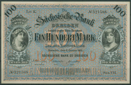 Sächsische Bank Dresden 100 Mark 1911 Serie VII, SAX-8a F. Kassenfrisch (K1584) - Autres & Non Classés