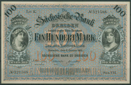 Sächsische Bank Dresden 100 Mark 1911 Serie VII, SAX-8a F. Kassenfrisch (K1584) - Otros & Sin Clasificación