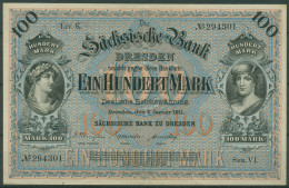 Sächsische Bank Dresden 100 Mark 1911 Serie VI, SAX-8a Leicht Gebraucht (K1583) - Autres & Non Classés