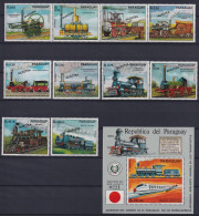 Paraguay Block 176 + 2254-2263 Postfrisch Lokomotiven, Muster #ND240 - Paraguay