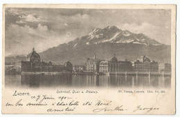 Suisse Schweiz Switzerland Postcard Oude Postkaart Carte Postale CPA 1902 Rahnhof Quai Pilatus éd. Fr. Voege - Lucerne