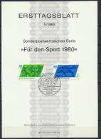 Germany 1980 Football Soccer, Sport 2 Stamps On First Day Print - Lettres & Documents