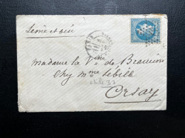 N°29 20c BLEU NAPOLEON SUR LETTRE / PARIS ETOILE 37 POUR ORSAY / 6 AOUT 1869 / LSC - 1849-1876: Periodo Classico