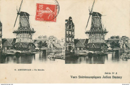 CPA Vues Stéréoscopiques Damoy-Amsterdam-Un Moulin-Timbre      L2092 - Amsterdam