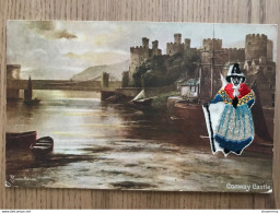 CPA Conway Castle-carte à Système-Broderie - Sonstige & Ohne Zuordnung