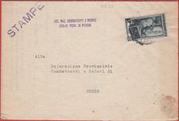 ITALIA - Storia Postale Repubblica - 1953 - 5 Italia Al Lavoro (Isolato) - Stampe - Ass. Naz. Combattenti E Reduci - Via - 1946-60: Storia Postale