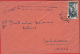 ITALIA - Storia Postale Repubblica - 1953 - 5 Italia Al Lavoro (Isolato) - Stampe - Confederazione Nazionale Dell'Artigi - 1946-60: Marcofilia