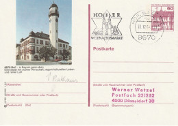 N 1111) BRD 1983 BiPo 8670 Hof Bayern Rathaus, MWSt Hofer Weihnachtsmarkt Kirche - Illustrated Postcards - Used