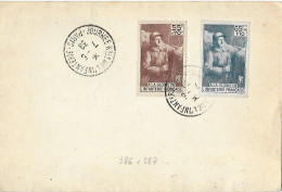 Année 1938 - Yvert 386 & 387 Sur Carte - Journée Exposition Nationale Infanterie 7 5 39 - Lettres & Documents