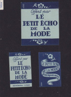 3 Ancienne Petite étiquette  Allumettes France  Belgique  Le Petit Echo De La Mode Années 30 - Scatole Di Fiammiferi - Etichette