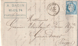 Lettre De Barentin à Gérardmer LAC - 1849-1876: Période Classique