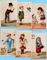 Lot De 6 Chromos Sans PUB. Enfants Et Oiseaux. Alfred Clarey - Sonstige & Ohne Zuordnung