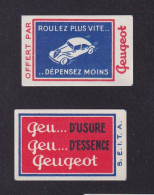 2 Ancienne  Petite étiquette  Allumettes France  Belgique Peugeot Années 30   Deux - Boites D'allumettes - Etiquettes