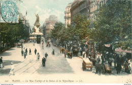 CPA Paris-La Rue Turbigo Et La Statue De La République-102-Timbre   L1873 - Autres & Non Classés