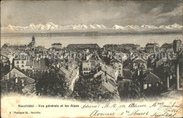 11665055 Neuchatel NE Vue Generale Et Les Alpes Neuchatel - Andere & Zonder Classificatie