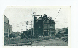 Postcard Railway Canada Union Depot St.john. N.b. Unused Lost Corner - Estaciones Sin Trenes