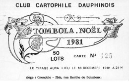 GRENOBLE - Club Cartophile Dauphinois - Tombola Noël 1981 - Très Bon état - Other & Unclassified