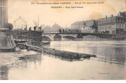 Inondations Dans L'Aisne - 23 Et 25 Janvier 1910 - SOISSONS - Quai Saint Waast - Très Bon état - Soissons