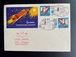 RUSSIA USSR 1963 COVER 1 YEAR ANNIVERSERY LAUNCH VOSTOK 3 & 4 SOVJET UNIE CCCP SOVIET UNION SPACE - Briefe U. Dokumente