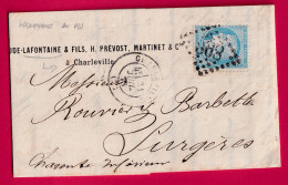 N°60 INSCRITION AU DOS GC 898 CHARLEVILLE BANQUE LAFONTAINE ARDENNES SURGERES CHARENTE BUREAU PASSE 2915 POITIERS VIENNE - 1849-1876: Période Classique