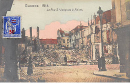 Guerre 1914 - La Rue Saint Jacques à REIMS - Très Bon état - Reims