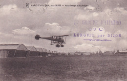 Tampon 1er Groupe D'aviation Longvic Par Dijon (21) + Autre Tampon Au Dos 1917 Sur Carte Camp D'aviation Un Atterrissage - Guerra De 1914-18