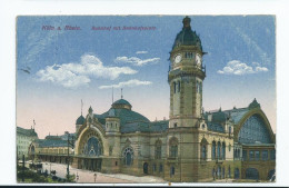 Postcard Railway Koln A Rhin Bahnhof. On Active Service Censor  Field Post Office Marks - Estaciones Sin Trenes