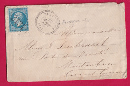 N°22 GC 3134 RIEUPEYROUX AVEYRON CAD TYPE 22 POUR MONTAUBAN TARN ET GARONNE - 1849-1876: Klassieke Periode