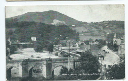 Postcard Railway Llangollen Bridge And Station Posted 1928 Nice Pmk. - Stations - Zonder Treinen