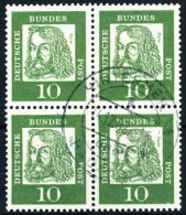 BRD DS BED. DEUT. Nr 350y Zentrisch Gestempelt VIERERBLOCK X580B5E - Used Stamps