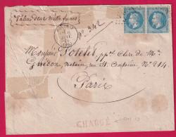 N°29 PAIRE GC 3231 ROUVRAY COTE D'OR LETTRE CHARGE POUR PARIS 1870 - 1849-1876: Klassieke Periode