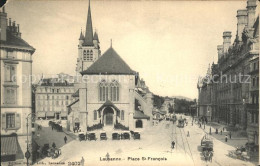 11663223 Lausanne VD Place St. Francois Strassenbahn Autos Pferdewagen Lausanne - Sonstige & Ohne Zuordnung