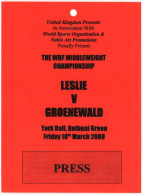 Ruben Groenewald Vs Leslie 2000 Bethnal Green Boxing Press Pass - Boxeo